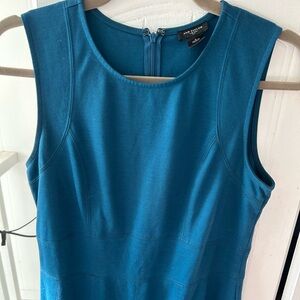 Anne Taylor Women's Blue Knit Sleeveless Dress with Zipper Back and Hook NWOT